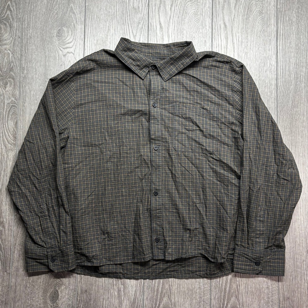33mm Brown Plaid XL Cotton Button Down Shirt Long Sleeve Pocket Top XL